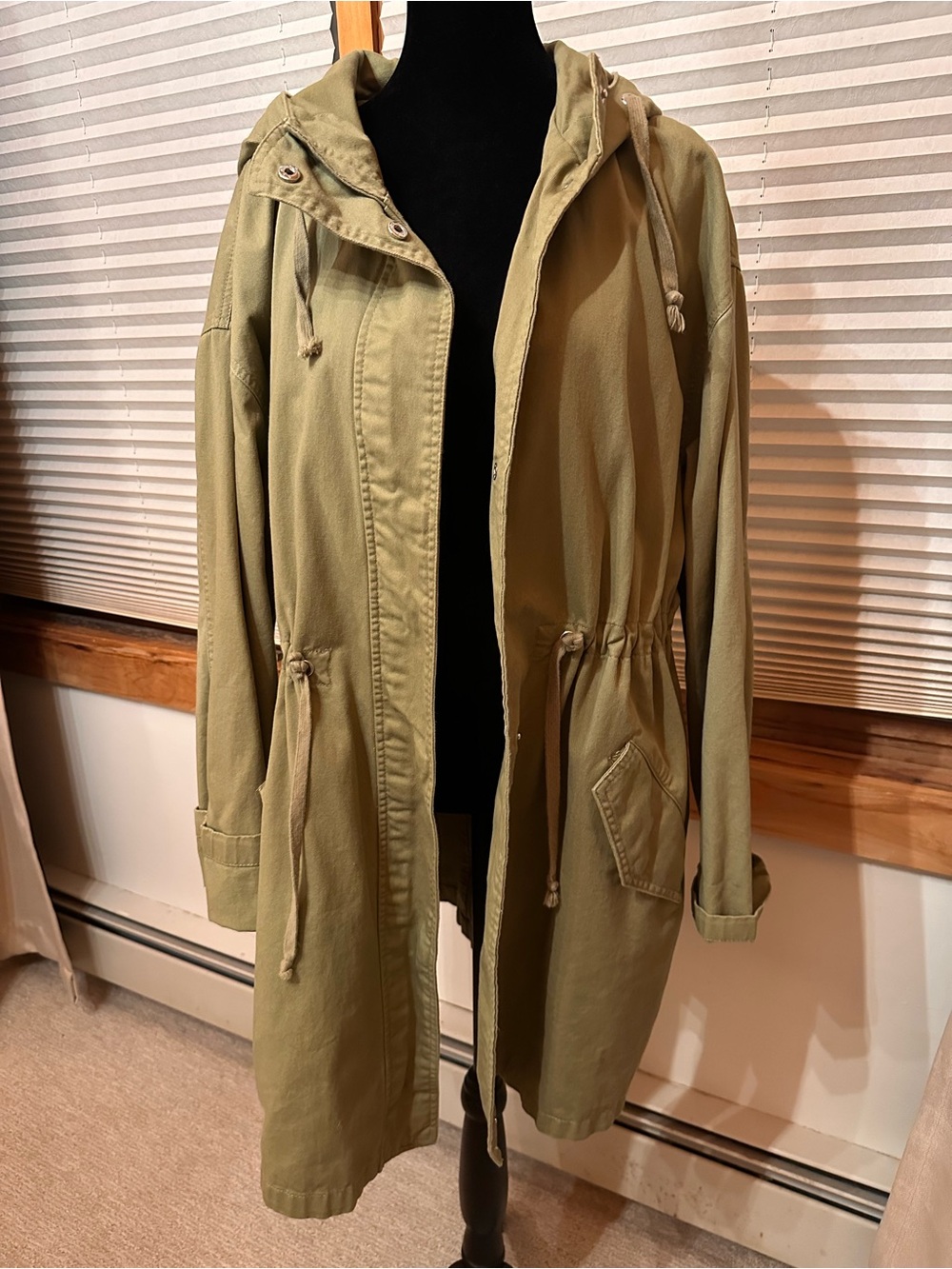 ASOS Light Olive Hooded Anorak Parka Jacket - Women's size 10